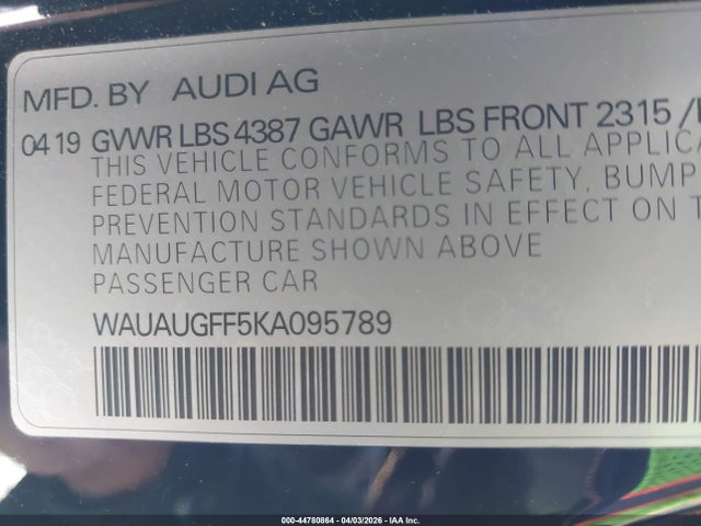 2019 AUDI A3 WAUAUGFF5KA095789 Photo 8
