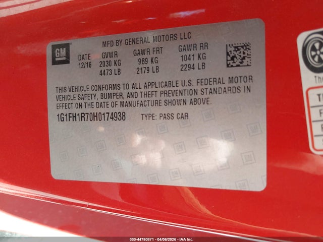 1G1FH1R70H0174938 Chevrolet CAMARO 2SS