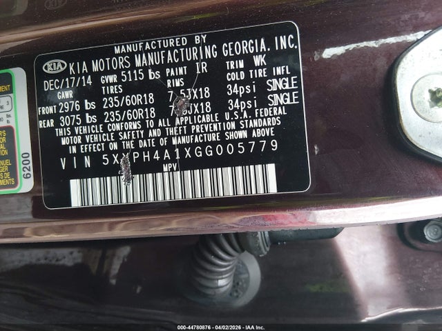 2016 KIA SORENTO 5XYPH4A1XGG005779 Photo 8