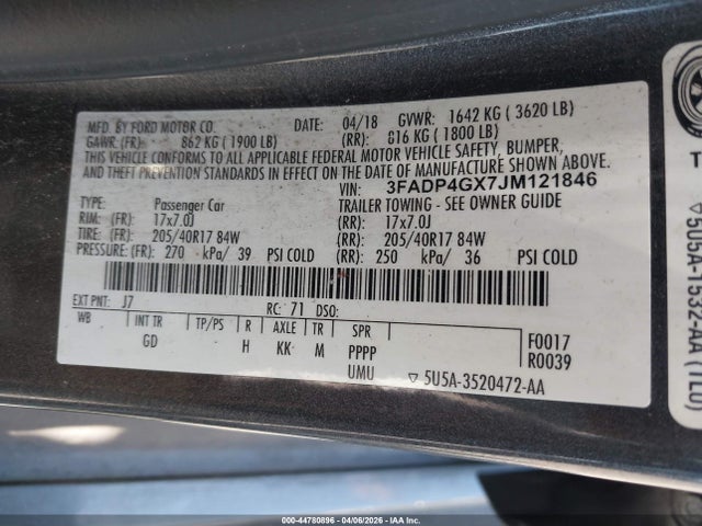 Ford FIESTA ST 2018 3FADP4GX7JM121846 Image 9