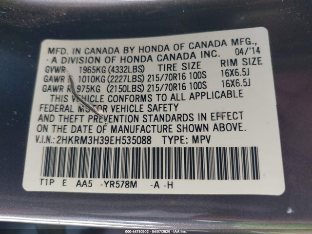 Honda CR-V LX 2014 2HKRM3H39EH535088 Image 9