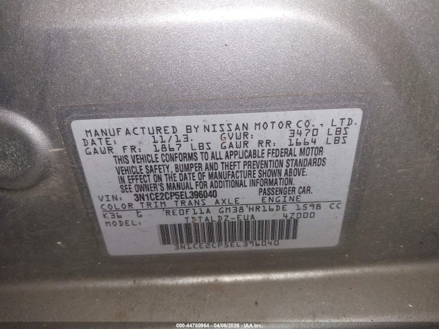 Nissan Versa Note Sv 2014 3N1CE2CP5EL396040 Image 9