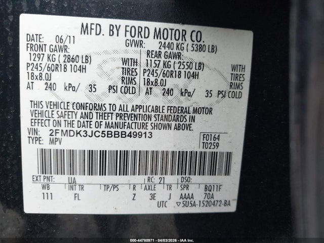 2011 FORD EDGE 2FMDK3JC5BBB49913 Photo 8