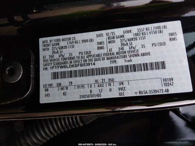 Ford F-150 King Ranch 2025 1FTFW6LD6SFB53914 Image 9