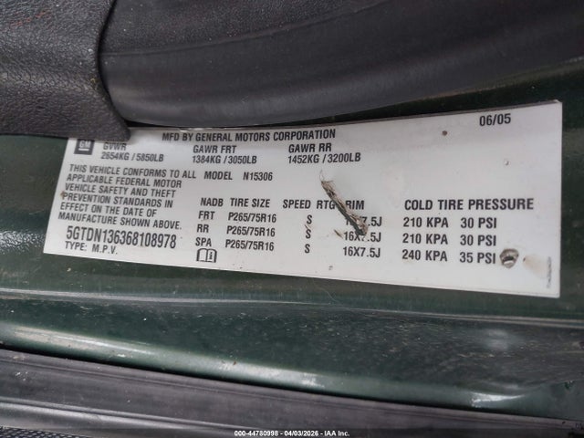 Продажа на аукционе авто 2006 Hummer H3 Suv, vin: 5GTDN136368108978, номер лота: 44780998