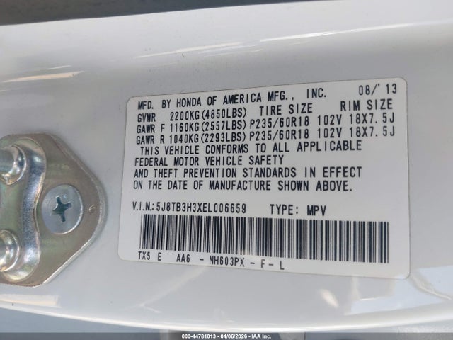 5J8TB3H3XEL006659 Acura RDX