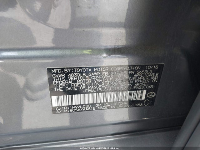 JTHBE1BL4FA019756 Lexus GS 350