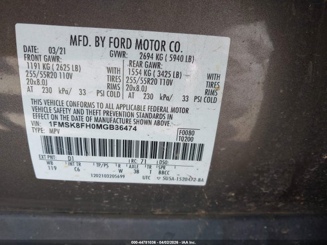 Ford Explorer Limited 2021 1FMSK8FH0MGB36474 Image 9
