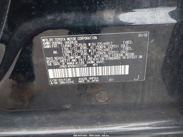 Продажа на аукционе авто 2010 Toyota Rav4, vin: JTMZF4DV8A5022268, номер лота: 44781043