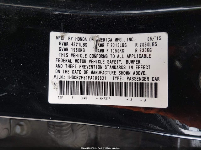 1HGCR2F51FA189831 Honda Accord Sport