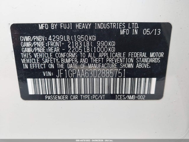 2013 SUBARU IMPREZA WAGON JF1GPAA63D2885751 Photo 8