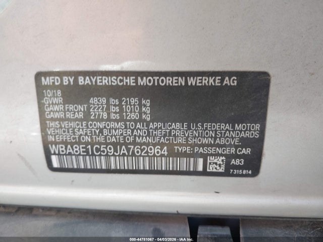 BMW 330e Iperformance 2018 WBA8E1C59JA762964 Image 9