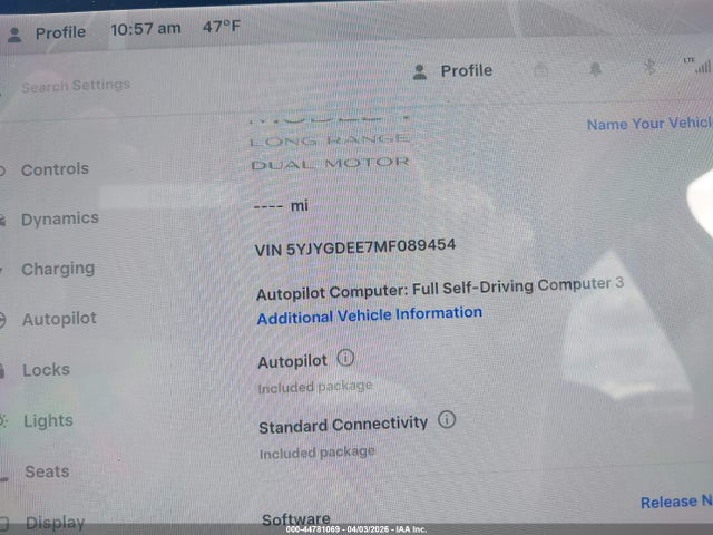 5YJYGDEE7MF089454 Tesla Model Y Long Range Dual Motor All-wheel Drive