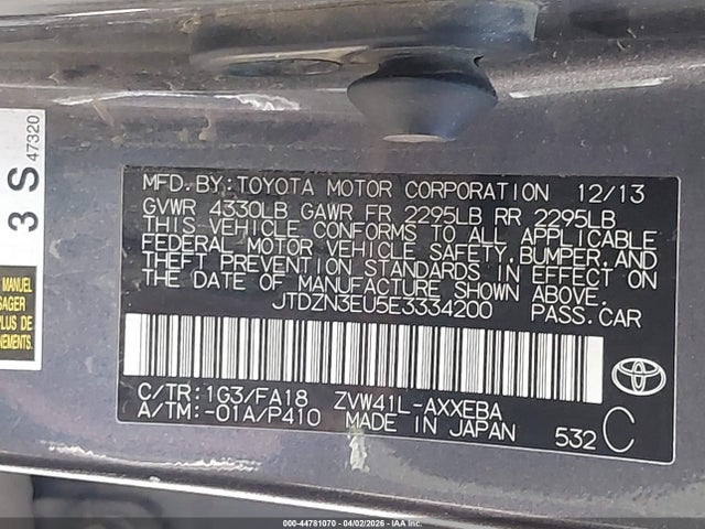 JTDZN3EU5E3334200 Toyota Prius V Three