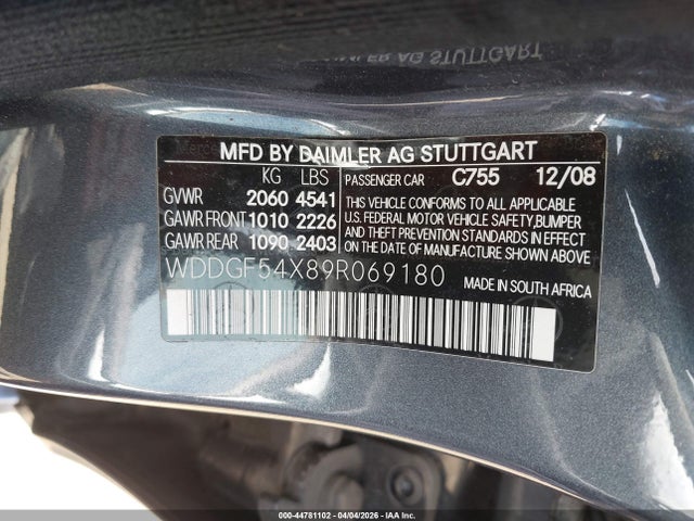Продаж на аукціоні авто 2009 Mercedes-benz C 300 Luxury/sport, vin: WDDGF54X89R069180, номер лоту: 44781102