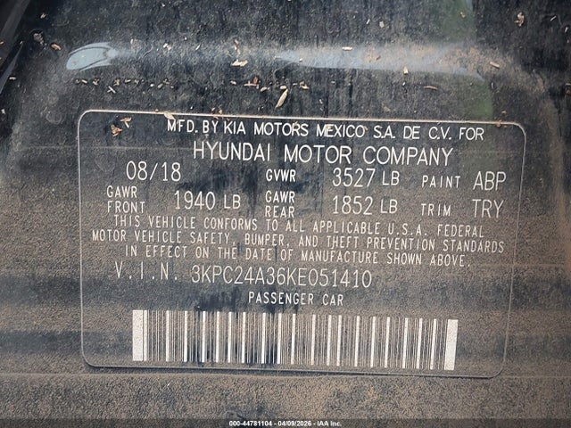 Hyundai Accent Sel 2019 3KPC24A36KE051410 Image 9