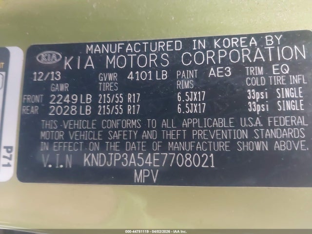 KIA SOUL + 2014 KNDJP3A54E7708021 Image 9