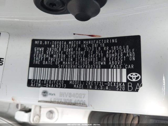 Toyota COROLLA SE 2019 5YFBURHE4KP880288 Image 9