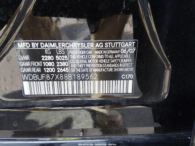 Aukcja sprzedaży 2008 Mercedes-benz E 350 4matic, vin: WDBUF87X88B189562, numer aukcji: 44781190