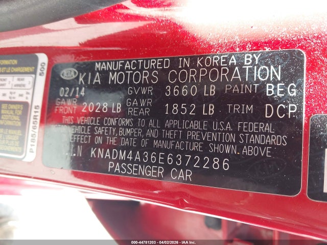 KIA RIO LX 2014 KNADM4A36E6372286 Image 9