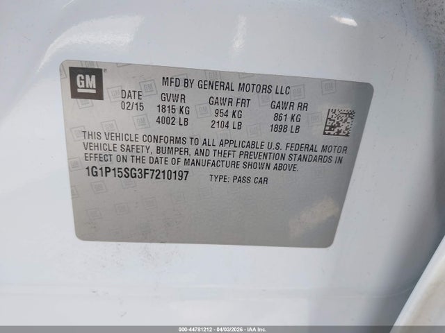 1G1P15SG3F7210197 Chevrolet Cruze L Manual