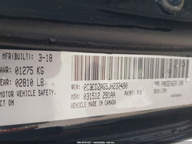 Aukcja sprzedaży 2018 Dodge Challenger Sxt, vin: 2C3CDZAG5JH237490, numer aukcji: 44781227