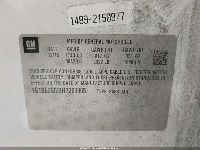 2017 CHEVROLET CRUZE 1G1BE5SM3H7209865 Photo 8