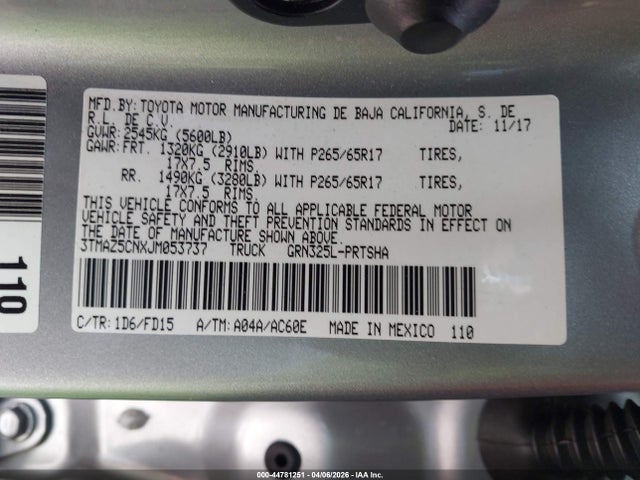 3TMAZ5CNXJM053737 Toyota Tacoma Sr5 V6