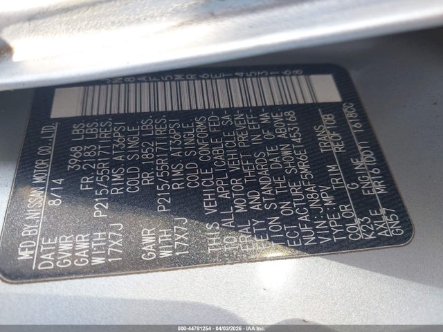 Продаж на аукціоні авто 2014 Nissan Juke S, vin: JN8AF5MR6ET453168, номер лоту: 44781254