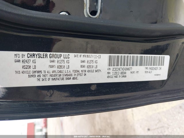 Продажа на аукционе авто 2014 Chrysler 300c, vin: 2C3CCAETXEH200677, номер лота: 44781257