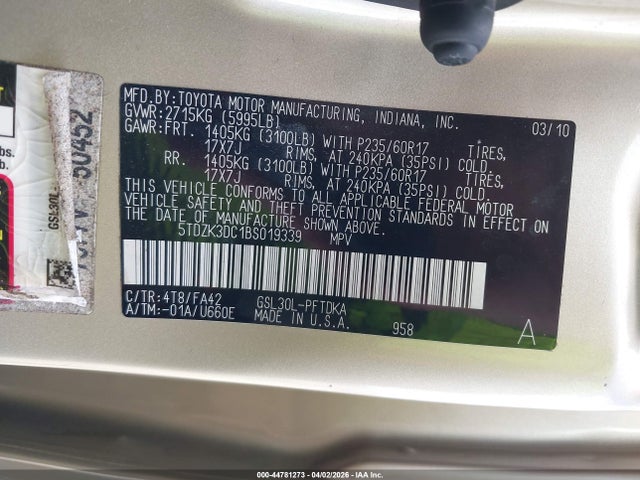 2011 TOYOTA SIENNA 5TDZK3DC1BS019339 Photo 8