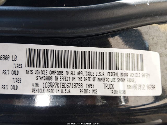 Продаж на аукціоні авто 2013 Ram 1500 Express, vin: 1C6RR7KT6DS719798, номер лоту: 44781318