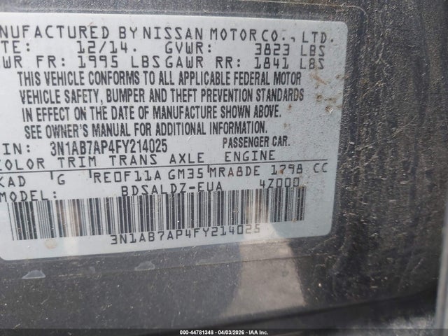 2015 NISSAN SENTRA 3N1AB7AP4FY214025 Photo 8