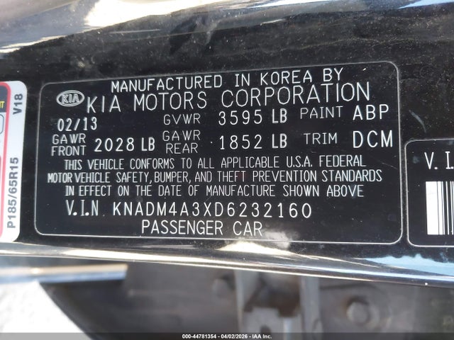 2013 KIA RIO KNADM4A3XD6232160 Photo 8