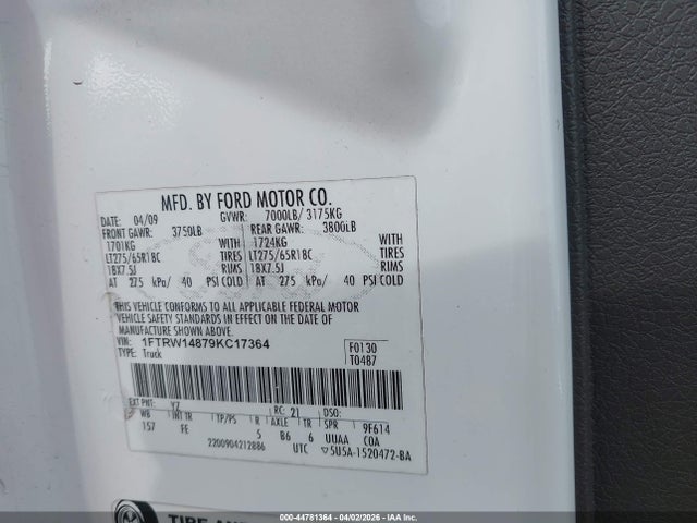 2009 FORD F-150 1FTRW14879KC17364 Photo 8