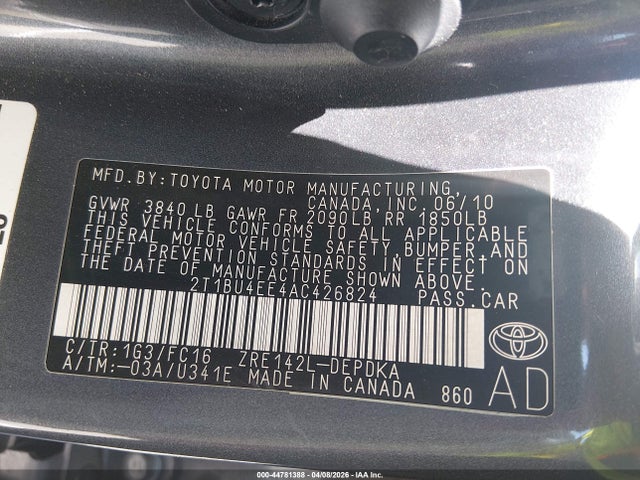 2010 TOYOTA COROLLA 2T1BU4EE4AC426824 Photo 8