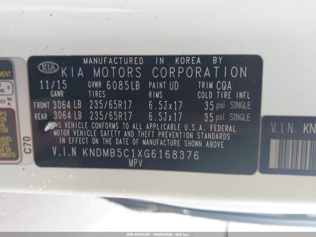 KNDMB5C1XG6168376 KIA SEDONA LX