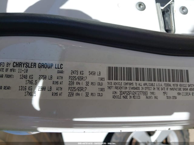 Продажа на аукционе авто 2010 Dodge Journey Sxt, vin: 3D4PG5FV2AT277993, номер лота: 44781415