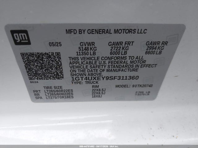 2025 Gmc Sierra 2500hd 4wd  Standard Bed Denali Ultimate მანქანა იყიდება აუქციონზე, vin: 1GT4UXEY9SF311360, აუქციონის ნომერი: 44781492
