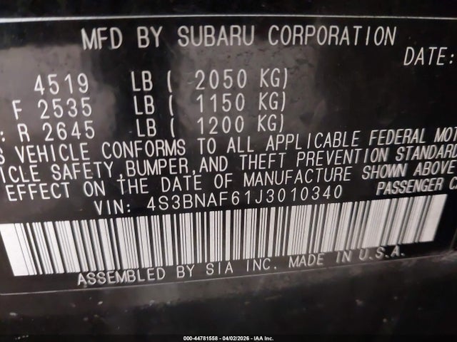 2018 SUBARU LEGACY 4S3BNAF61J3010340 Photo 8