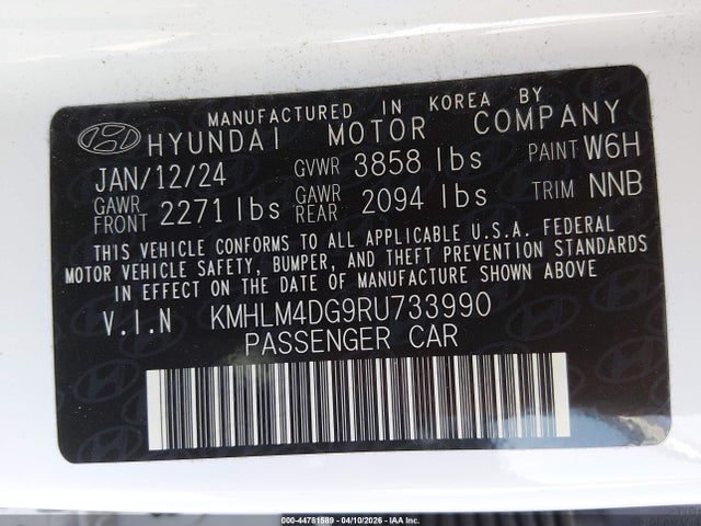 Продаж на аукціоні авто 2024 Hyundai Elantra Sel, vin: KMHLM4DG9RU733990, номер лоту: 44781589