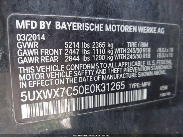 2014 BMW X3 5UXWX7C50E0K31265 Photo 8