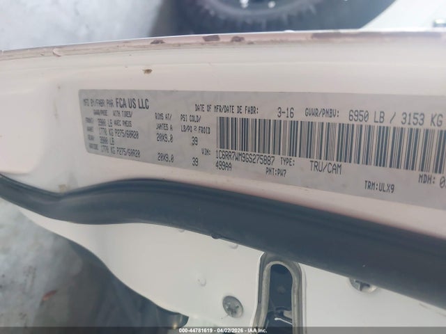 2016 Ram 1500 Longhorn მანქანა იყიდება აუქციონზე, vin: 1C6RR7WM9GS275887, აუქციონის ნომერი: 44781619