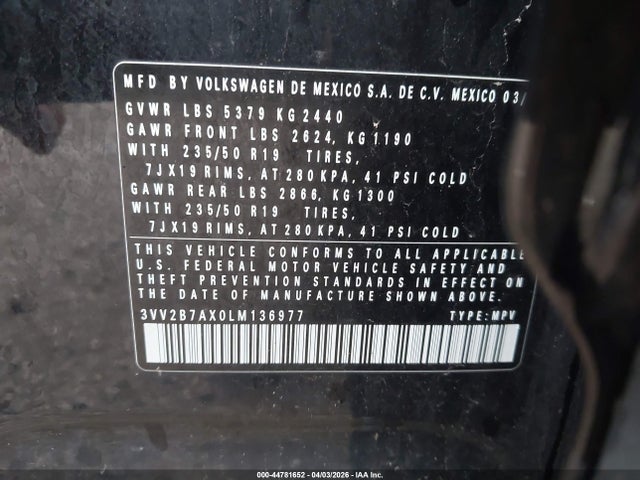 2020 VOLKSWAGEN TIGUAN 3VV2B7AX0LM136977 Photo 8