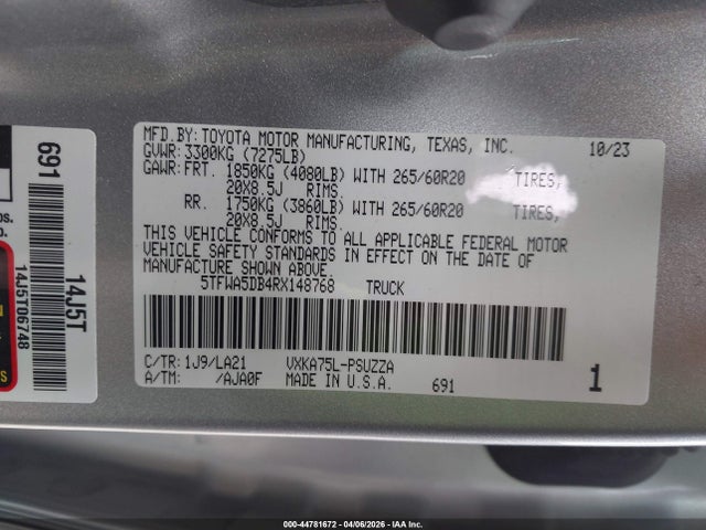 5TFWA5DB4RX148768 Toyota Tundra Platinum