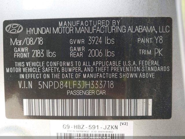 2018 HYUNDAI ELANTRA 5NPD84LF3JH333718 Photo 8