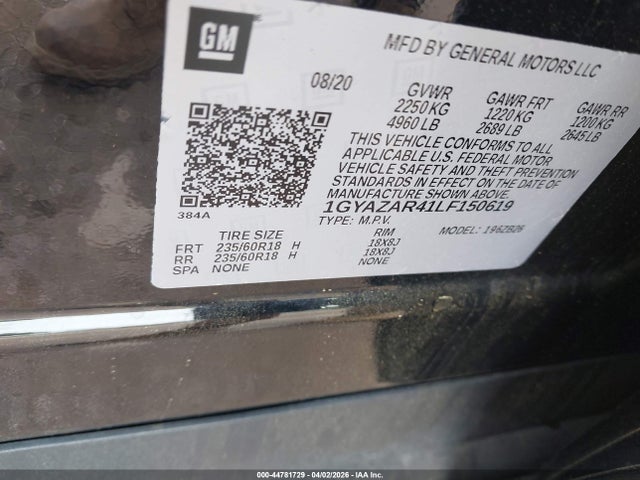 Продажа на аукционе авто 2020 Cadillac Xt4 Fwd Luxury, vin: 1GYAZAR41LF150619, номер лота: 44781729