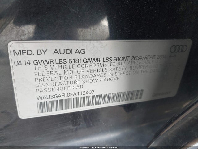 Продаж на аукціоні авто 2014 Audi S4 3.0t Premium Plus, vin: WAUBGAFL0EA142407, номер лоту: 44781771