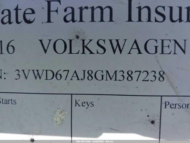 3VWD67AJ8GM387238 Volkswagen Jetta 1.4t Se