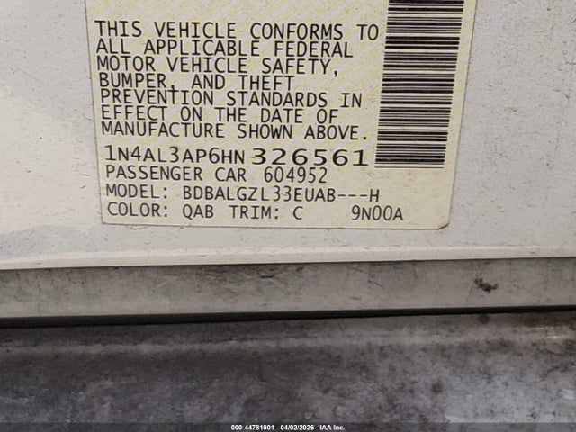 1N4AL3AP6HN326561 Nissan Altima 2.5 S
